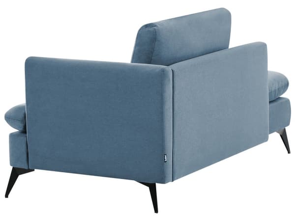 Sjeselong Blå Høyrehendt Polyester Stofftrekk med Dekorativ Pute Metallben Moderne Design Stue