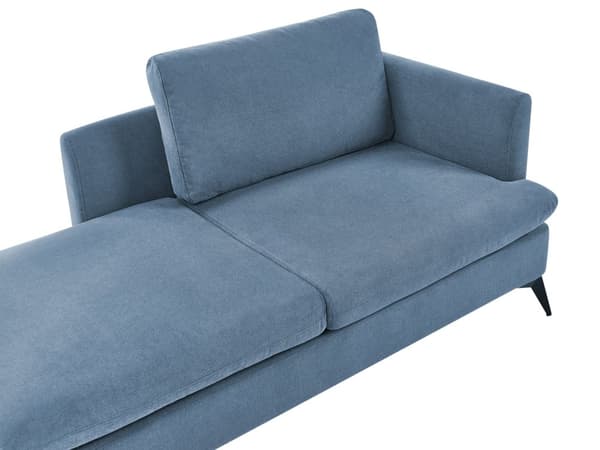 Sjeselong Blå Høyrehendt Polyester Stofftrekk med Dekorativ Pute Metallben Moderne Design Stue