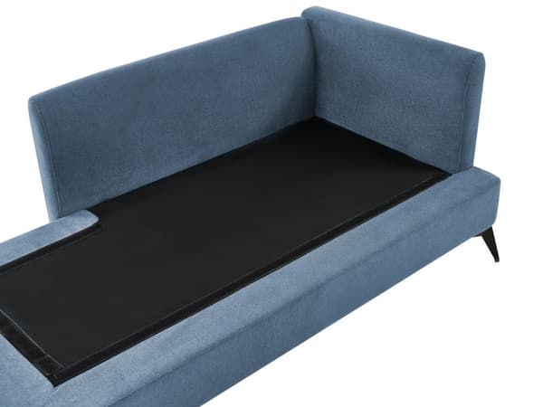 Sjeselong Blå Høyrehendt Polyester Stofftrekk med Dekorativ Pute Metallben Moderne Design Stue