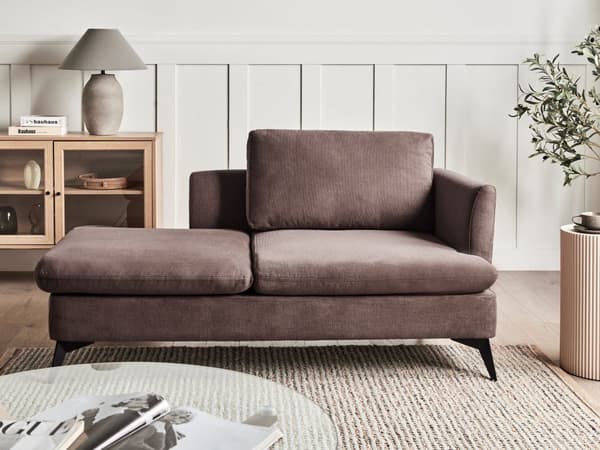 Chaise Loungemøbler Brun Høyrehånds Polyester Stofftrekk med Dekorativ Pute Metall Ben Moderne Design Stue