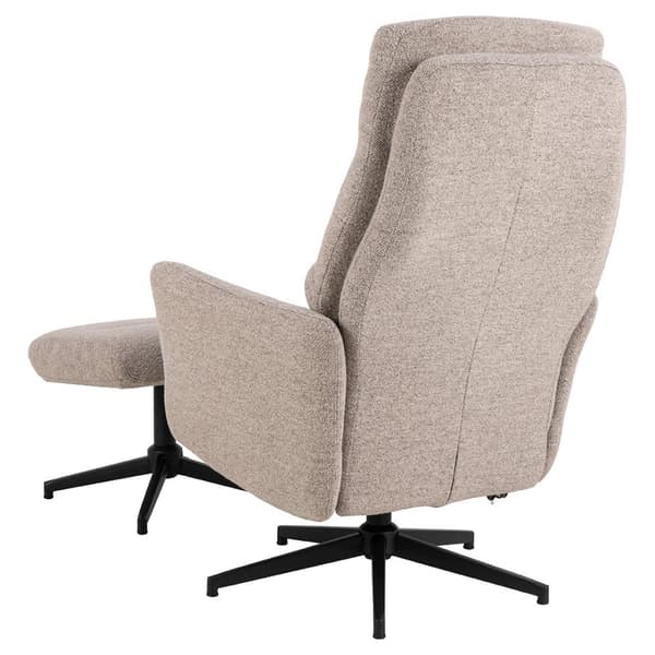 London fåtölj recliner med fotpall bouclé beige.