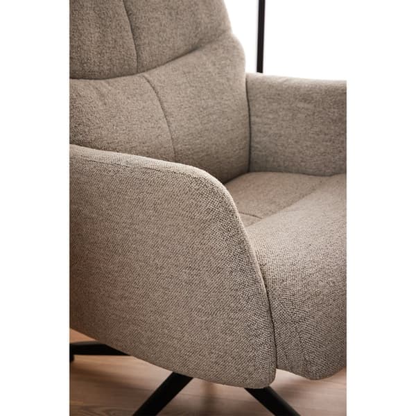 London fåtölj recliner med fotpall bouclé beige.