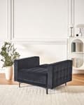 Miniatyrbilde 4 av 10: Lenestol Svart Fløyel Tufted Stoff Moderne Stue Liggestol Svart Ben Spor Arm