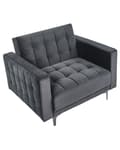Miniatyrbilde 8 av 10: Lenestol Svart Fløyel Tufted Stoff Moderne Stue Liggestol Svart Ben Spor Arm