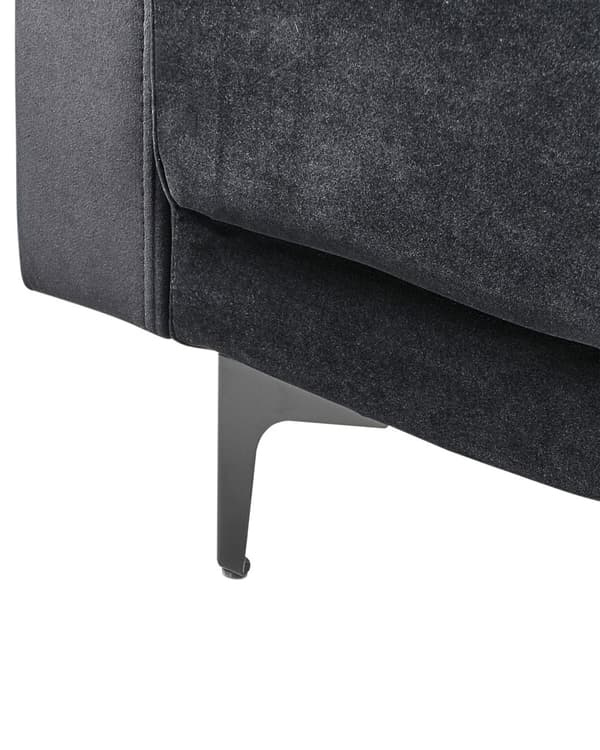 Lenestol Svart Fløyel Tufted Stoff Moderne Stue Liggestol Svart Ben Spor Arm