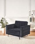 Miniatyrbilde 2 av 10: Lenestol Svart Fløyel Tufted Stoff Moderne Stue Liggestol Svart Ben Spor Arm