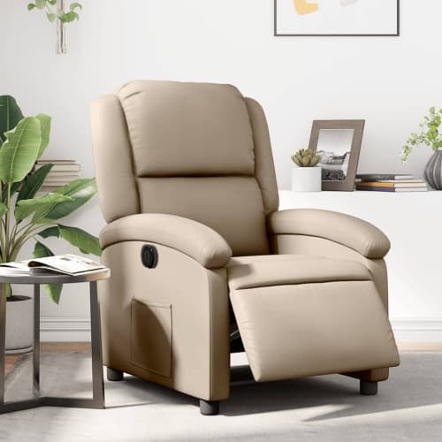 Elektrisk reclinerfåtölj cappuccino konstläder