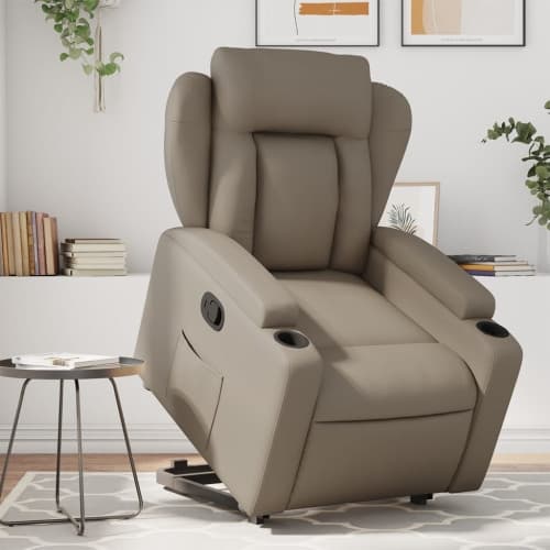 Reclinerfåtölj med uppresningshjälp cappuccino konstläder