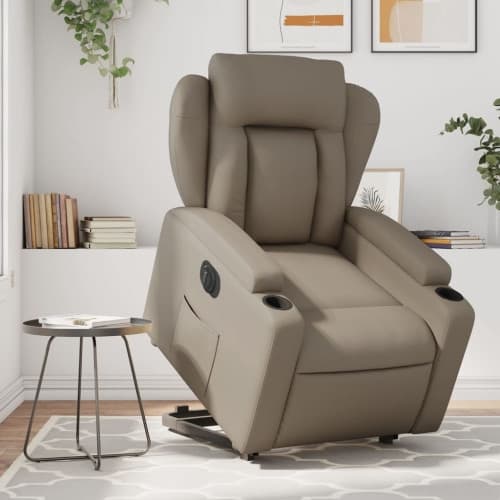 Reclinerfåtölj med uppresningshjälp cappuccino konstläder