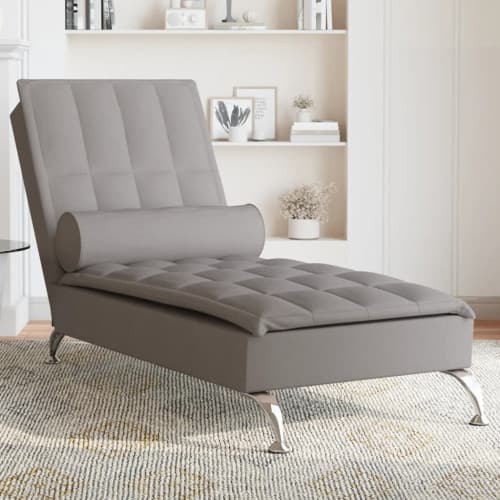 Massageschäslong med bolster taupe tyg