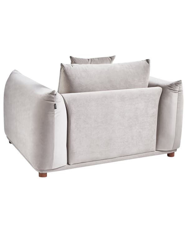 Lænestol Taupe Velour Hvilestol med Armlæn Bred Flyder Sofastol Lav ryg Design Stol til Stue