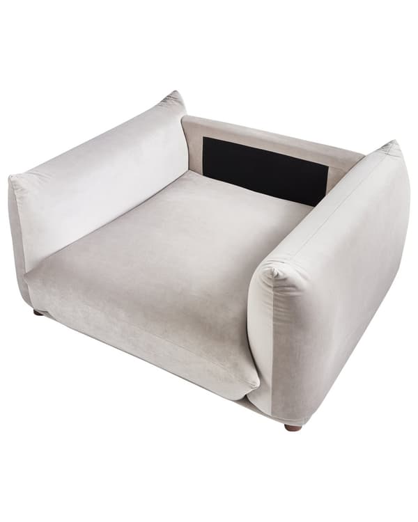 Lænestol Taupe Velour Hvilestol med Armlæn Bred Flyder Sofastol Lav ryg Design Stol til Stue