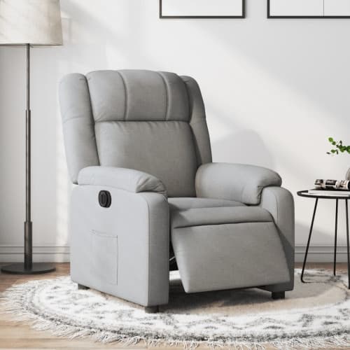 Elektrisk reclinerfåtölj ljusgrå tyg