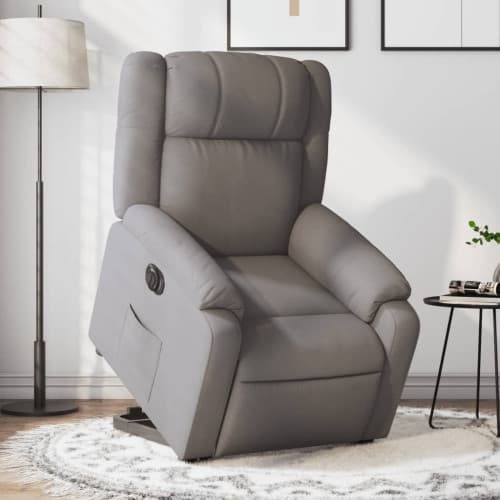 Elektrisk reclinerfåtölj med uppresningshjälp taupe tyg