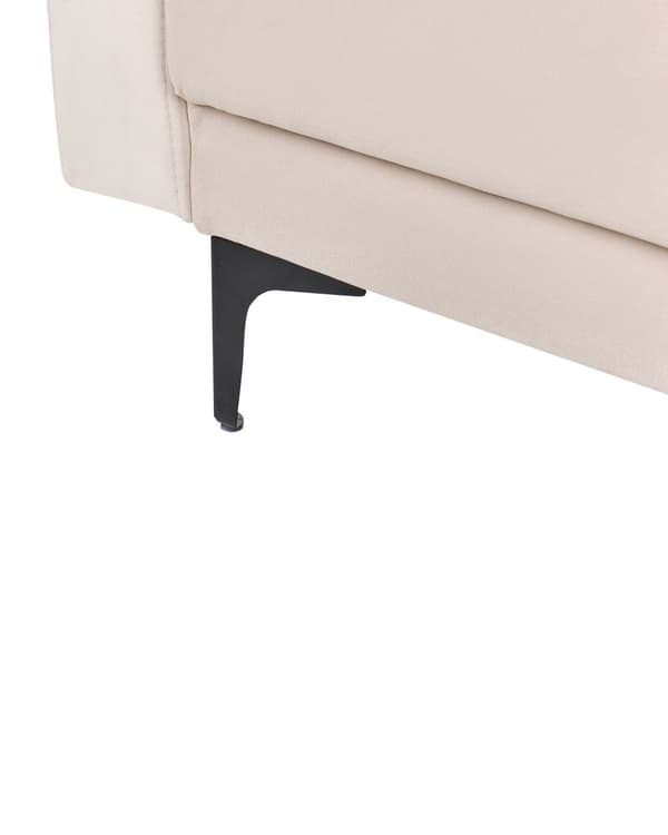 Lenestol Lysebeige Fløyel Tufted Stoff Moderne Stue Liggestol Svart Ben Spor Arm