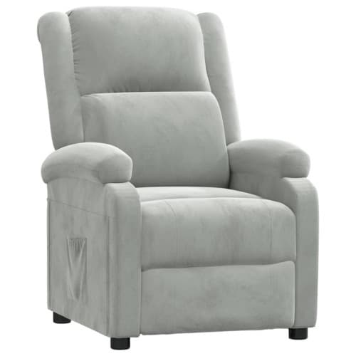 Reclinerfåtölj ljusgrå sammet