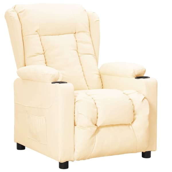 Reclinerfåtölj gräddvit konstläder