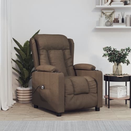 Elektrisk reclinerfåtölj Brun tyg