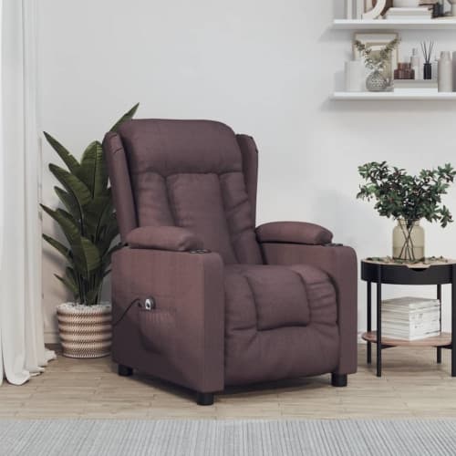 Elektrisk reclinerfåtölj mörkbrun tyg