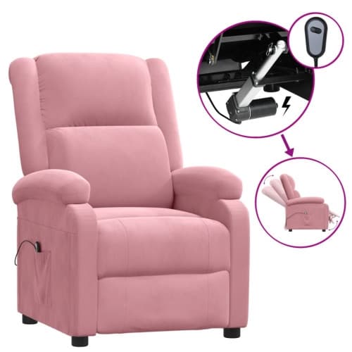 Elektrisk reclinerfåtölj rosa sammet