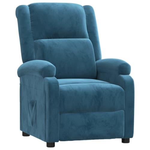 Reclinerfåtölj blå sammet