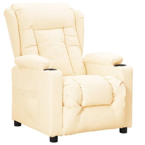 Reclinerfåtölj gräddvit konstläder
