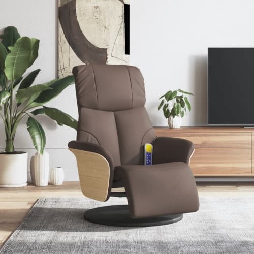 Reclinerfåtölj med fotstöd brun konstläder