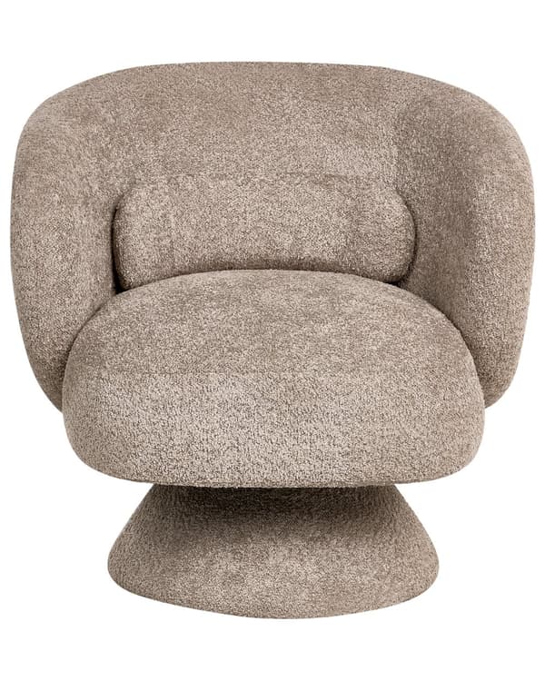 Svingbar Lenestol Beige Boucle-sete Armlener i Retrostil Metallben