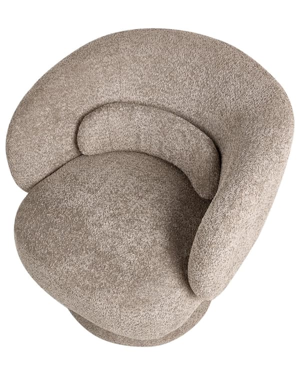 Svingbar Lenestol Beige Boucle-sete Armlener i Retrostil Metallben