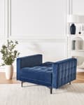Miniatyrbillede 4 af 10: Lænestol Blå Velour Stuestol med Armlæn til Stuen Bred Hvilestol Polstret Design Møbel Sovestol med Sovefunktion God Liggekomfort