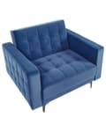 Miniatyrbillede 8 af 10: Lænestol Blå Velour Stuestol med Armlæn til Stuen Bred Hvilestol Polstret Design Møbel Sovestol med Sovefunktion God Liggekomfort