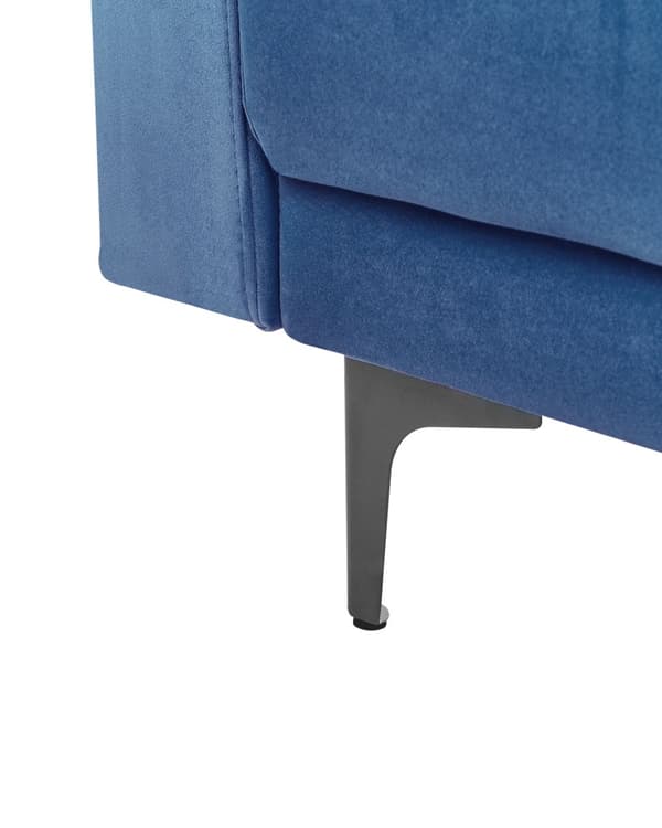 Lænestol Blå Velour Stuestol med Armlæn til Stuen Bred Hvilestol Polstret Design Møbel Sovestol med Sovefunktion God Liggekomfort