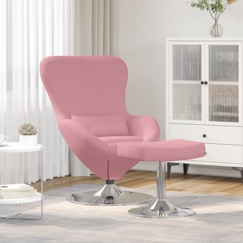 Äggstol med Fotpall Rosa Sammet