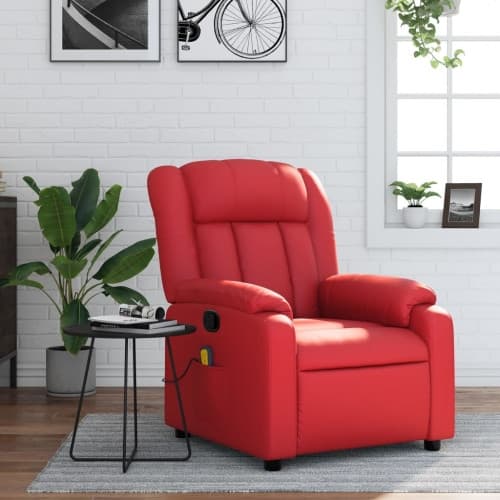 Massagefåtölj röd konstläder