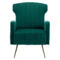 Miniatyrbild 4 av 11: Wingback fåtölj med guldfärgade metallben – stoppad dekorationsstol, sidostol, loungestol för vardagsrum, sovrum eller kontor