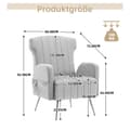 Miniatyrbild 2 av 11: Wingback fåtölj med guldfärgade metallben – stoppad dekorationsstol, sidostol, loungestol för vardagsrum, sovrum eller kontor