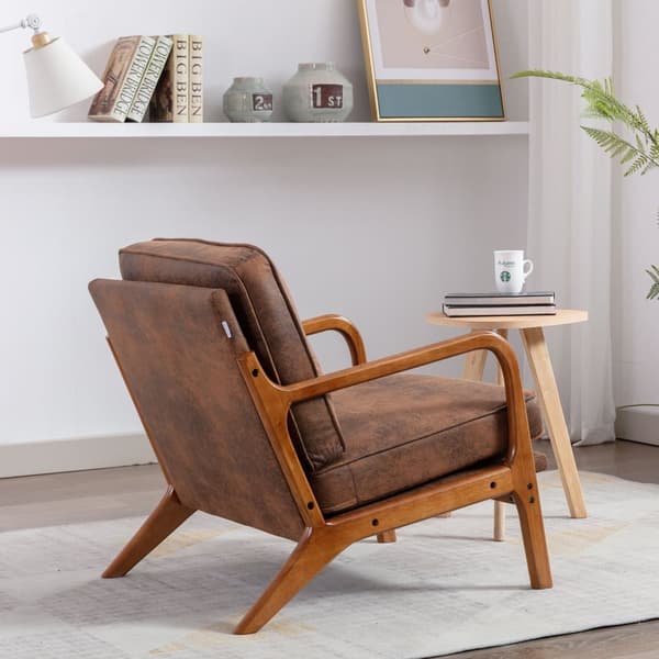 Moderne lænestol med træstel – elegant loungestol og accentstol til stuen