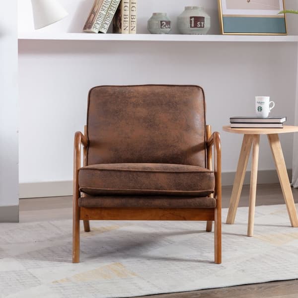 Moderne lænestol med træstel – elegant loungestol og accentstol til stuen