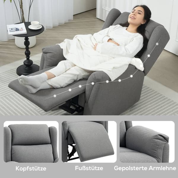 Rootz justerbar avkoppling fåtölj - klädselstol - återstående stol - 160 ° lutning för komfort - 80x94x101cm sittande, 80x167x74cm lutad, grå
