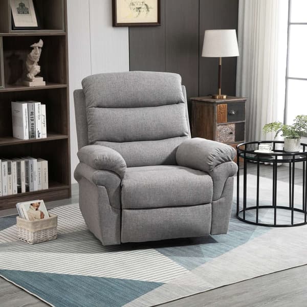 Rootz Justerbar afslapnings lænestol - hvilestol - Lounge siddepladser - Fodstøtte - Linned look - 91 cm x 92 cm x 102 cm, grå melange