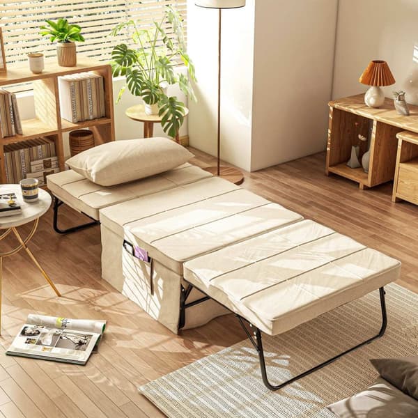 Rootz Convertible Fateuil -sänky - kannen tuoli - ergonominen jakkara - 5 säädettävää asentoa - 188 cm x 75cm x 38cm - ruskea