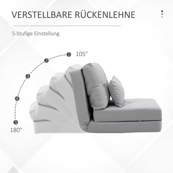 Rootz gulvstol Foldning Madras - Sleep Mat - Konvertible sæde - 2 -i -1 Design - Aftagelig pude - 60 cm x 80 cm x 56 cm og 180 cm x 60 cm x 19 cm