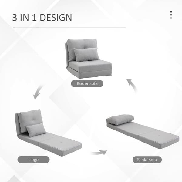 Rootz gulvstol Foldning Madras - Sleep Mat - Konvertible sæde - 2 -i -1 Design - Aftagelig pude - 60 cm x 80 cm x 56 cm og 180 cm x 60 cm x 19 cm