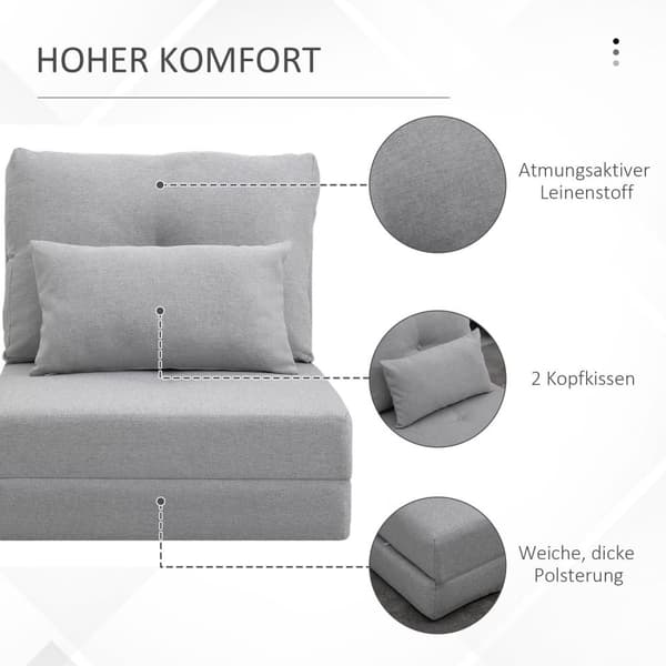 Rootz gulvstol Foldning Madras - Sleep Mat - Konvertible sæde - 2 -i -1 Design - Aftagelig pude - 60 cm x 80 cm x 56 cm og 180 cm x 60 cm x 19 cm