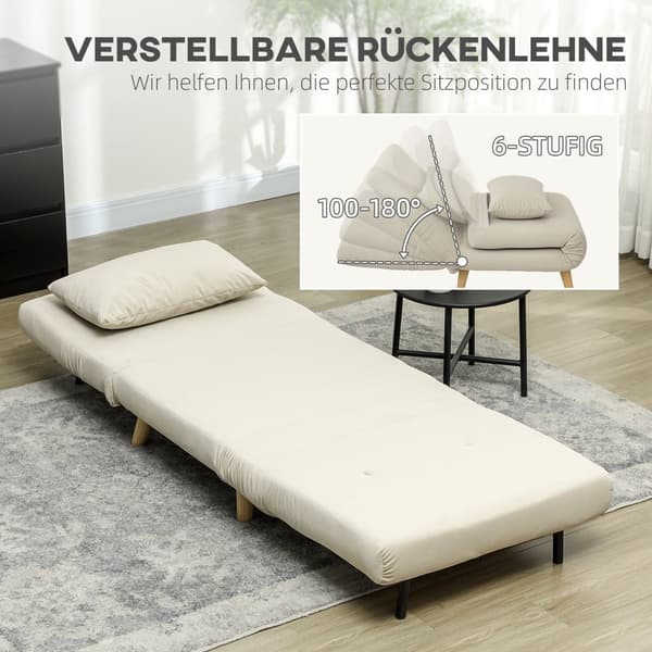 Rootz Folding lænestolseng - hvilestol - fløjlsofa - justerbar ryglæn - op til 120 kg - 72 cm x 78 cm x 79 cm