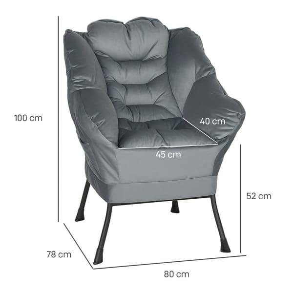 Rootz Modern Akzentstuhl Upcolsted Chair - Velvet Armchair - Stålramstol - Lyxig komfort - 80 cm x 78 cm x 100 cm