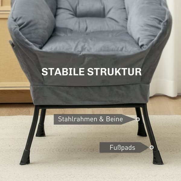 Rootz Modern Akzentstuhl Upcolsted Chair - Velvet Armchair - Stålramstol - Lyxig komfort - 80 cm x 78 cm x 100 cm