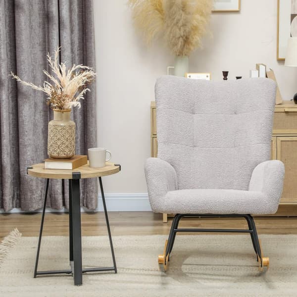 Rootz Rocking Chair - Mysig täckning - Tjock stoppning - icke -halkstabilitet - Teddy tyg - 70 cm x 94 cm x 100 cm