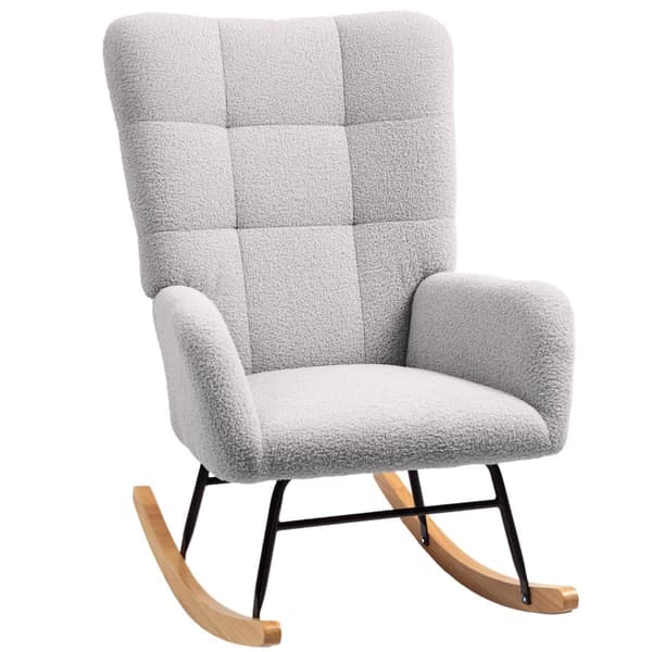 Rootz Rocking Chair - Mysig täckning - Tjock stoppning - icke -halkstabilitet - Teddy tyg - 70 cm x 94 cm x 100 cm