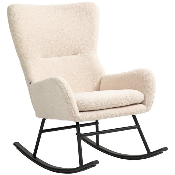 Rootz Rocking Chair - Recliner - Lounge Chair - 10 cm plyschkomfort - 66 cm x 100 cm x 93 cm - vit/svart för enkel avkoppling